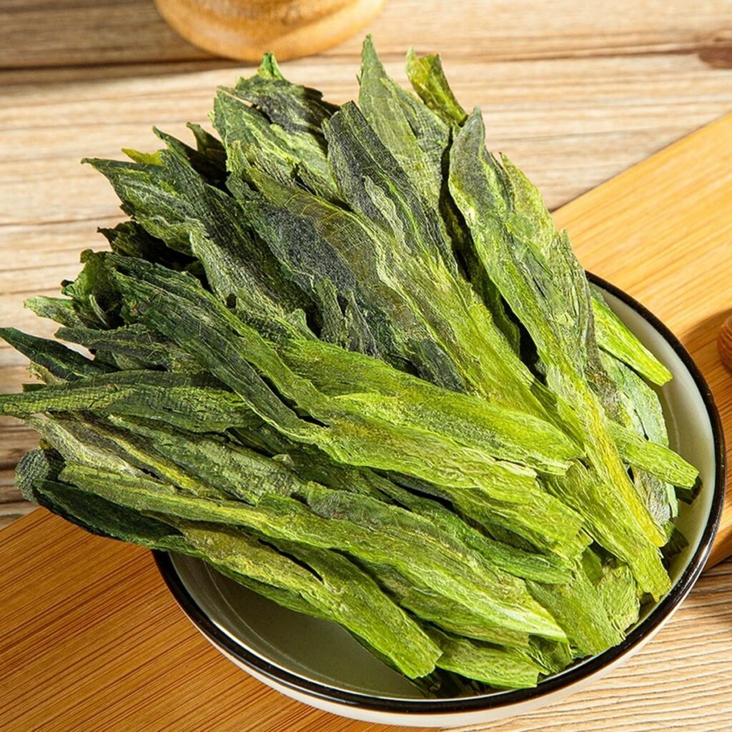 Taiping Houkui green tea leaves in a bowl