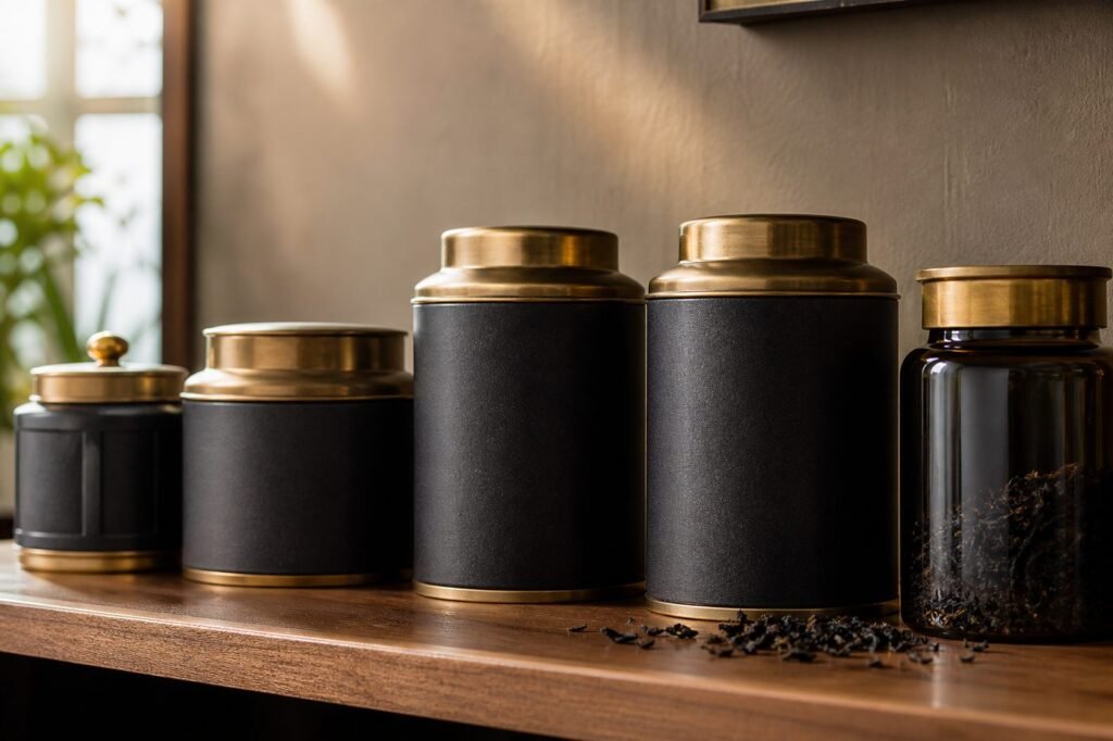 Loose leaf tea stored in airtight tins